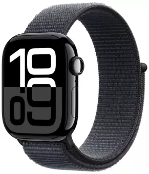 Apple Watch Series 10 46 мм Jet Black ремешок Sport Loop Ink — купить в Москве и СПб